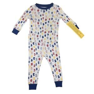 Boys Snug-Fit Long Sleeve Pajamas ABC 123 Red White Blue Yellow 18m NEW
